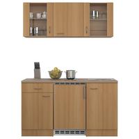 Majhna Kuhinja Z Aparati Nano, Barva Bukve - barve nerjavečega jekla/barve bukve, Moderno, umetna masa/steklo (150cm) - FlexWell
