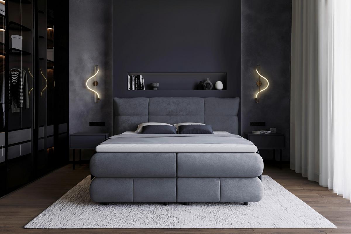Boxspring Krevet Caramelo - crna/antracit, Trend, tekstil/plastika (140/200cm) - Premium Living