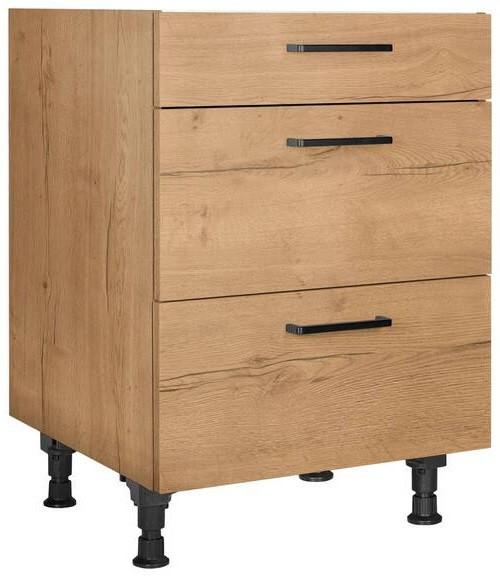 Kochfeldumbauschrank Structura Eiche - Eichefarben/Schwarz, MODERN, Holzwerkstoff/Metall (60/87/56cm) - Nobilia