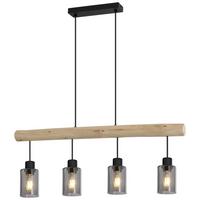 LAMPA WISZĄCA DOBL - kolor naturalny/czarny, Design, metal/drewno (100/15/120cm) - Novel