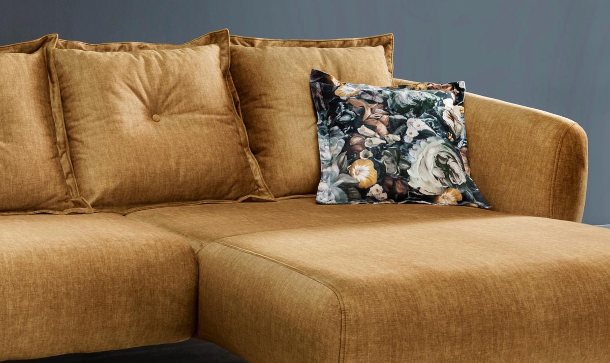 Wohnlandschaft Baggio Gelb Velours - Gelb/Multicolor, MODERN, Holz/Textil (277/162cm) - Livetastic