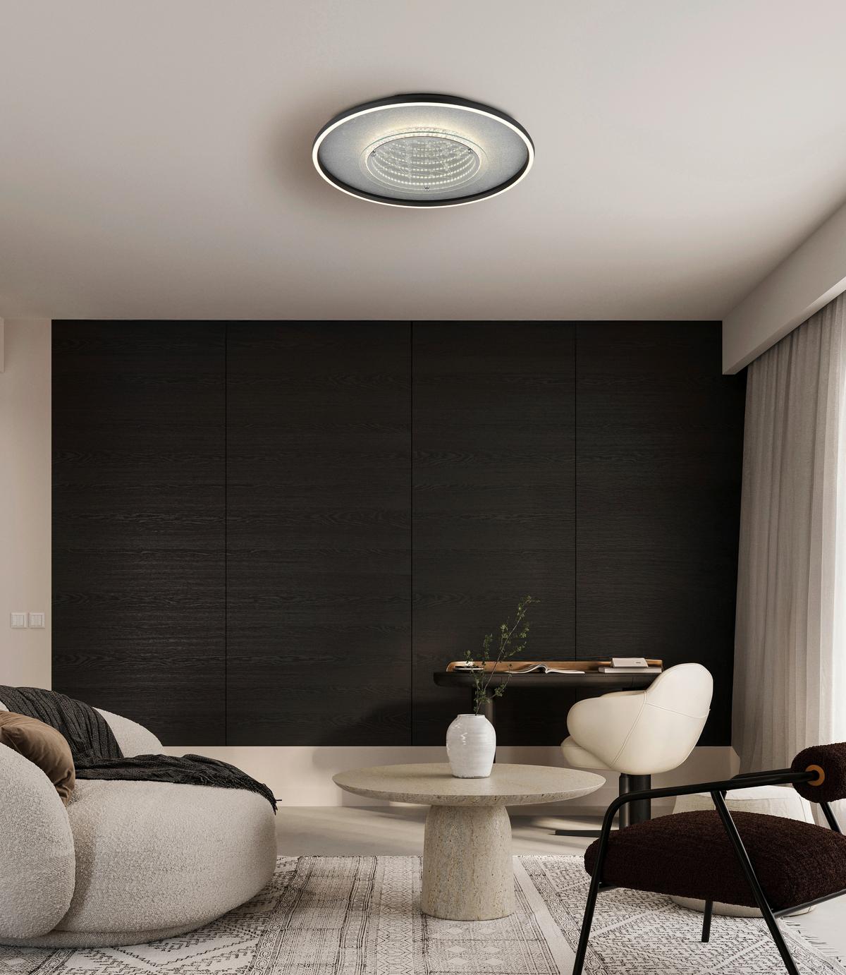 LED Mennyezeti Lámpa 68288d3 Mirrora - fekete/ezüstszínű, Design, műanyag/üveg (51,5/6,8cm) - Globo