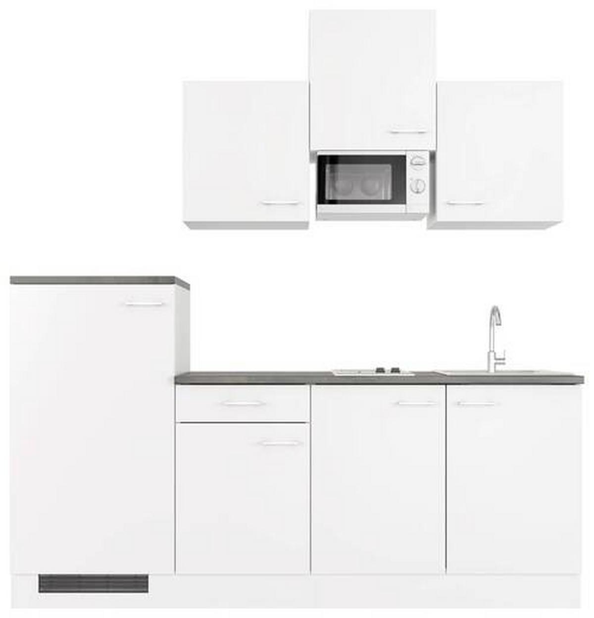 Kuhinjski Blok Lucca, Bela - bela/barve aluminija, Moderno, umetna masa/leseni material (210cm) - FlexWell