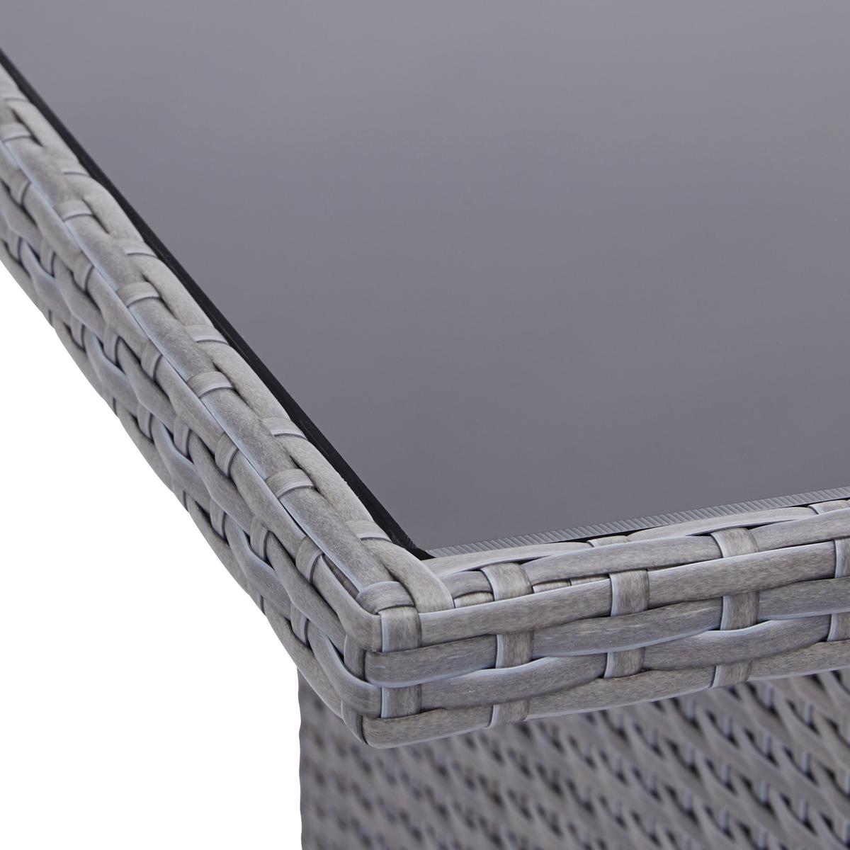 Loungegarnitur-Set Marrakesch 2 Grau aus Kunststoffgeflecht - Hellgrau/Schwarz, Modern, Glas/Kunststoff (240/70/181cm) - Mömax