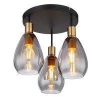 Deckenleuchte Fanni max. 40 Watt - Messingfarben/Schwarz, Design, Glas/Metall (38/38cm) - Globo