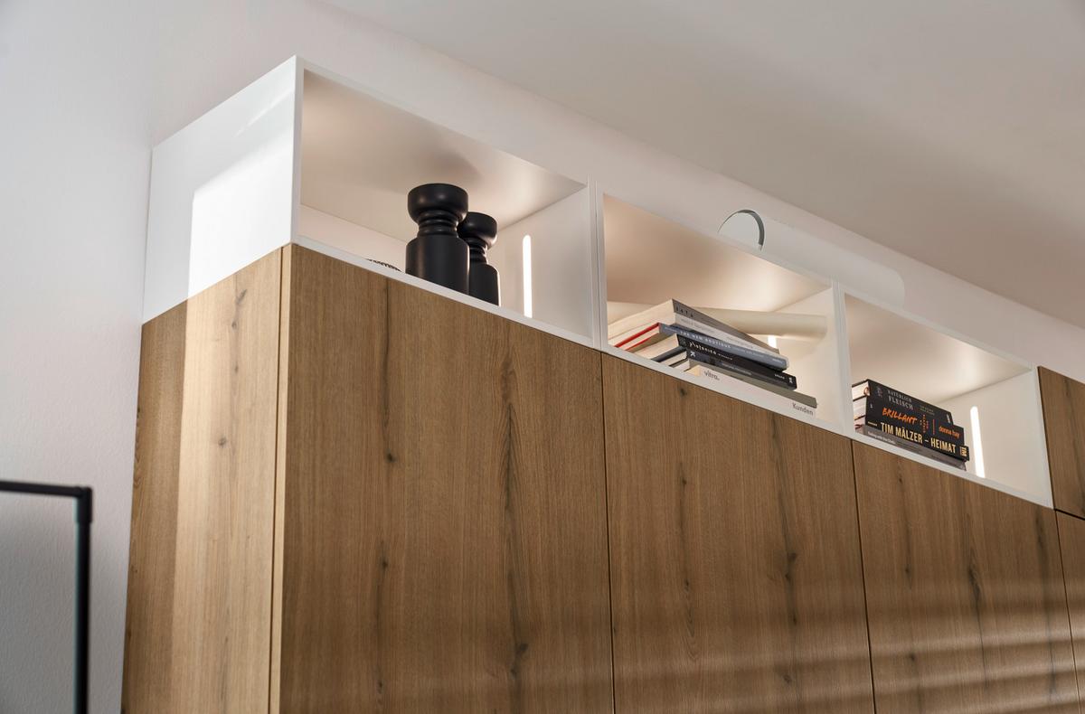 Einbauküche Soft Lack in Weiß/Eichefarben - Eichefarben/Weiß, MODERN, Holzwerkstoff - Nolte Küchen