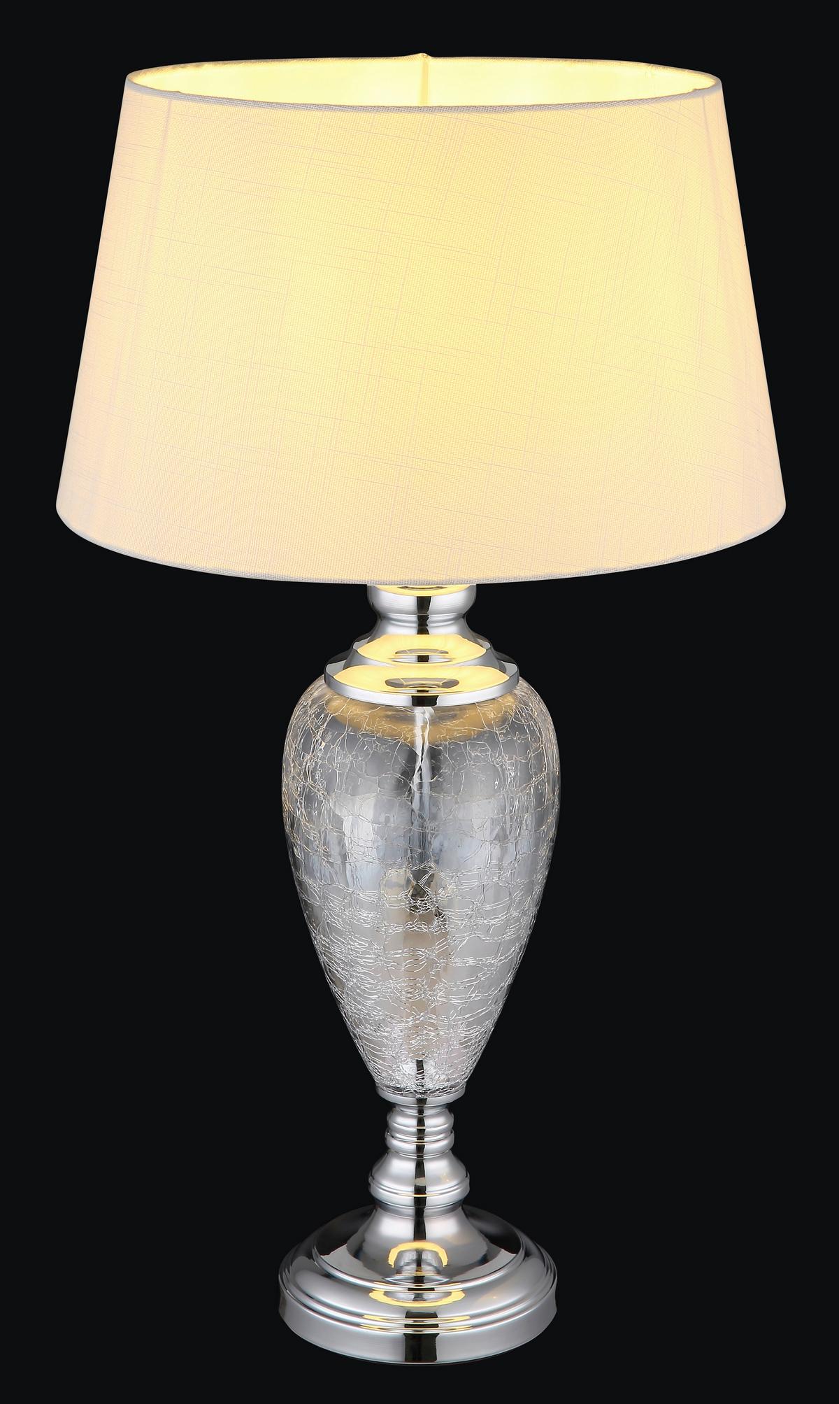 TISCHLEUCHTE 24143W LEILA - Klar/Chromfarben, Konventionell, Glas/Textil (38/66cm) - Globo