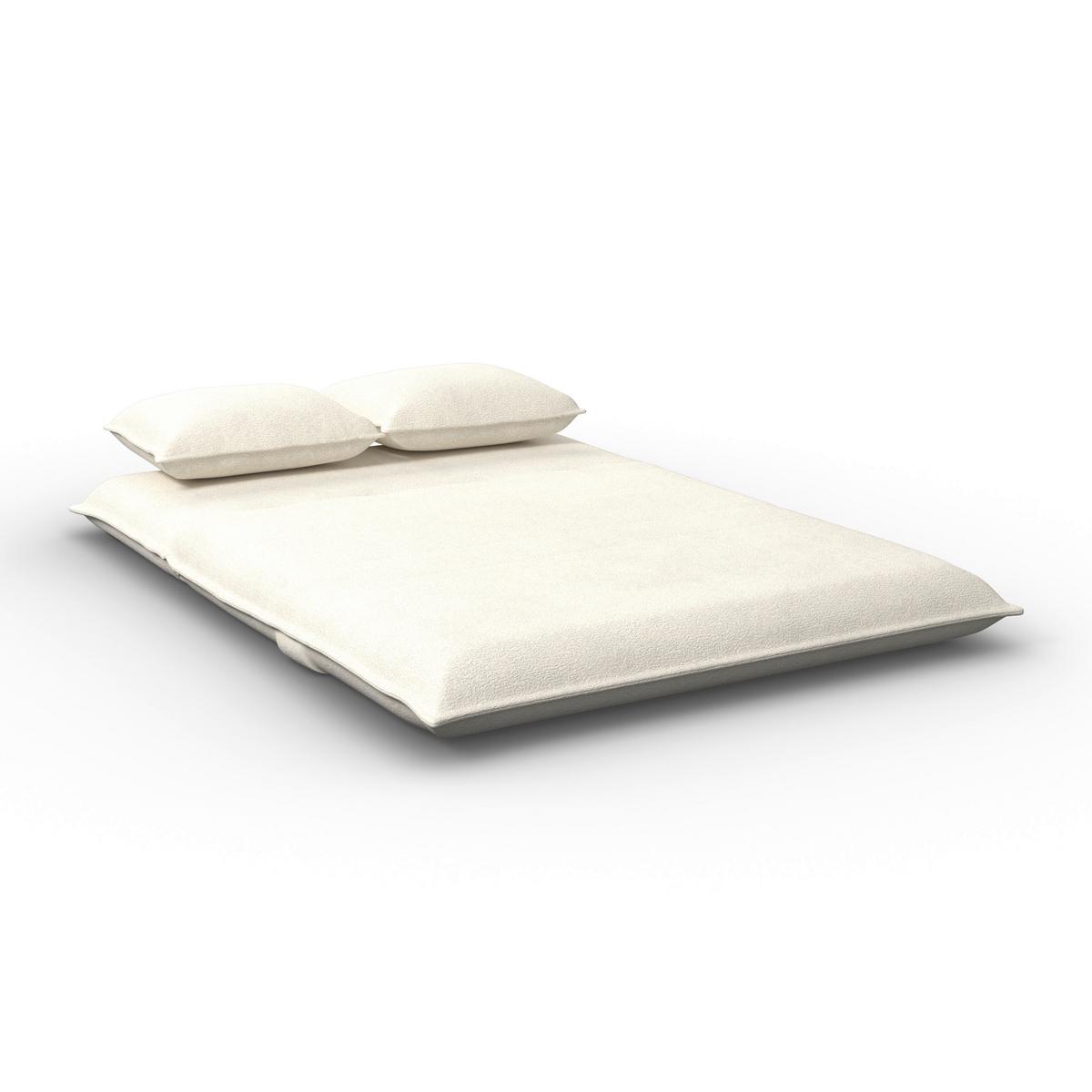 Schlafsofa Macy Bouclé Weiß - Weiß, MODERN, Textil/Metall (140/35/63cm) - Bessagi Home