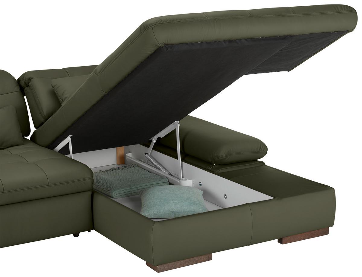 Wohnlandschaft Sanfino Leder Anthrazit - Chromfarben/Anthrazit, KONVENTIONELL, Leder/Metall (305/79-96/199cm) - Premium Living