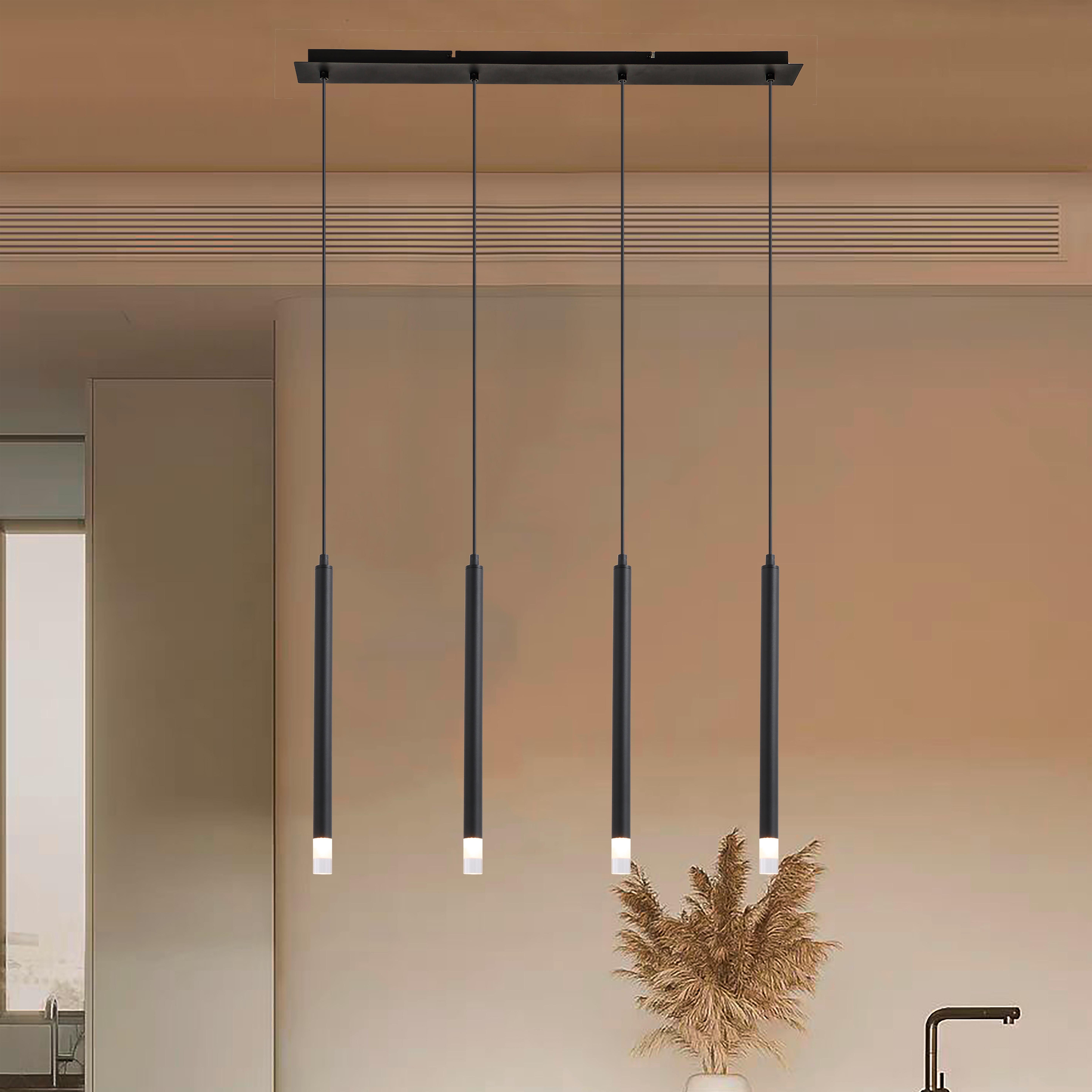 Hängeleuchte Simpl Klar/Schwarz max. 4 Watt - Klar/Schwarz, MODERN, Kunststoff/Metall (76/8/120cm) - Mömax