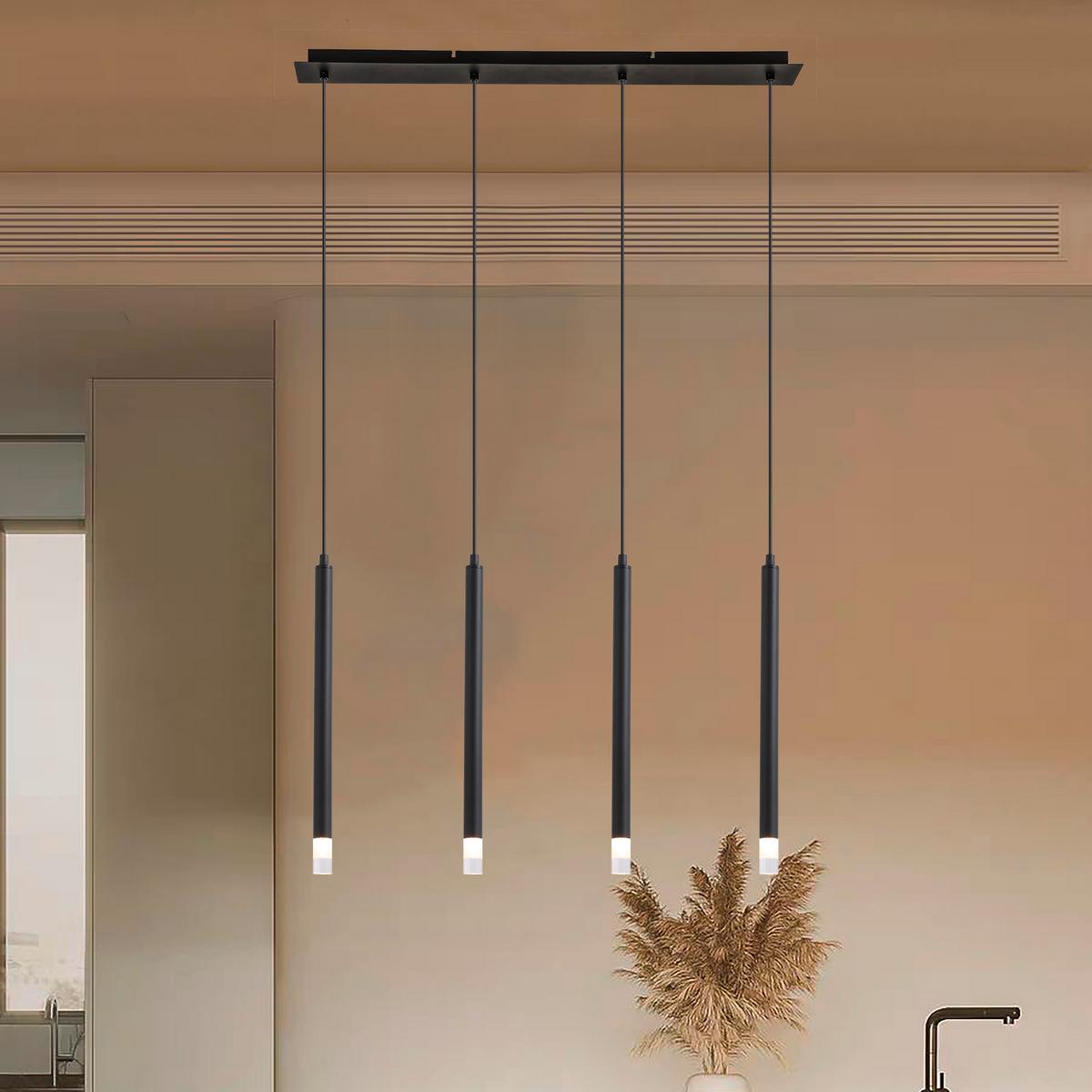 Függőlámpa Simpl 4 Égős - fekete/átlátszó, Modern, műanyag/fém (76/8/120cm) - Mömax
