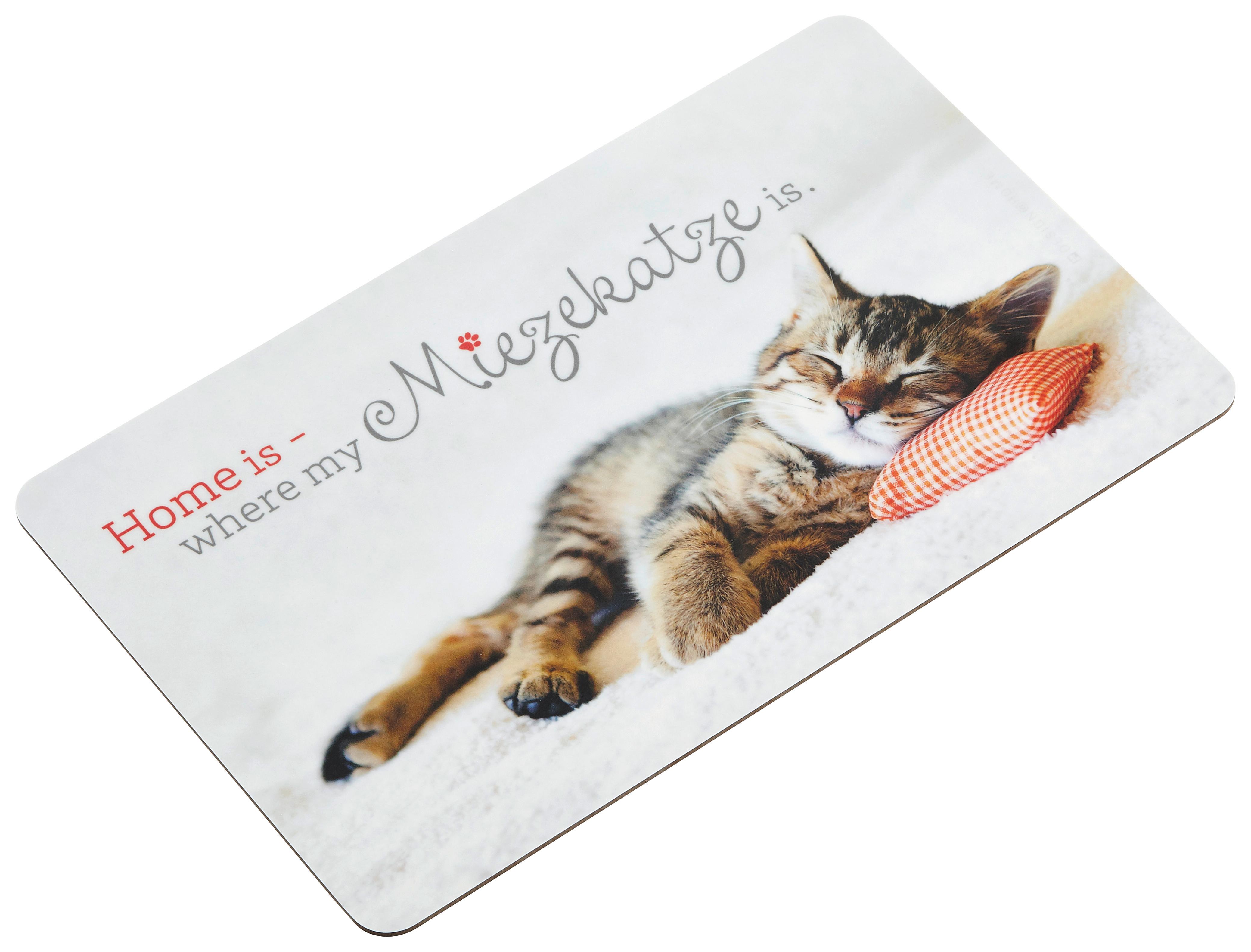 Schneidebrett Miezekatze in Weiß L: ca. 23,5cm - Weiß, KONVENTIONELL, Kunststoff (23,5/14,3/1,5cm)
