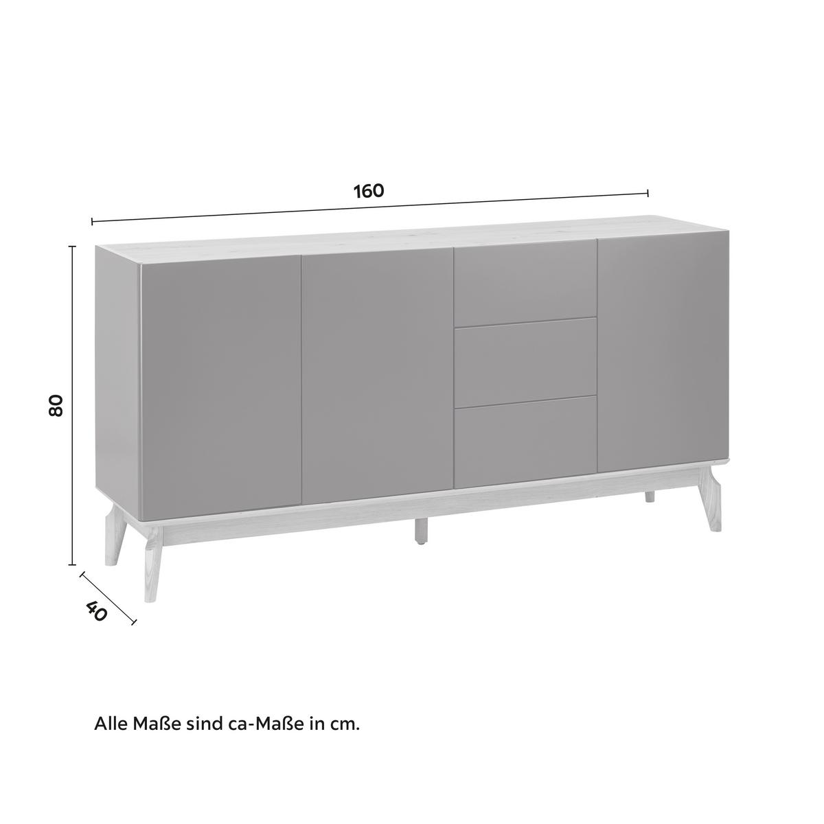 Sideboard Fosco Grau/Eichefarben MDF/Echtholz - Eichefarben/Grau, MODERN, Holz (160/80/40cm) - Bessagi Home