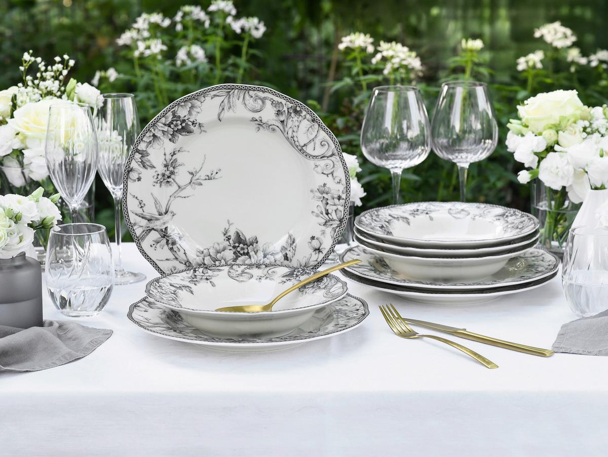 Serviciu de masă Adelaide 8/1 - alb/gri, Basics, ceramică - Creatable