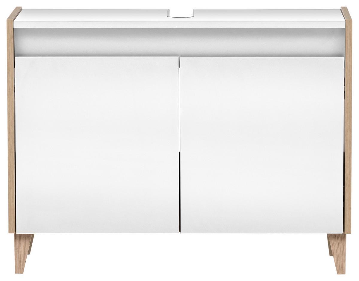 SZAFKA POD UMYWALKĘ ELBA WBU 800 - kolor dębowy/biały, Modern, materiał drewnopochodny/tworzywo sztuczne (80/60,1/33cm) - MID.YOU