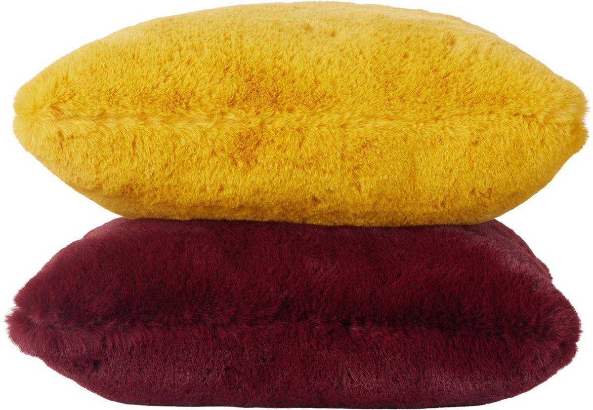 Műszőrme Díszpárna Liz 45/45 - borvörös, Modern, textil (45/45cm) - Premium Living