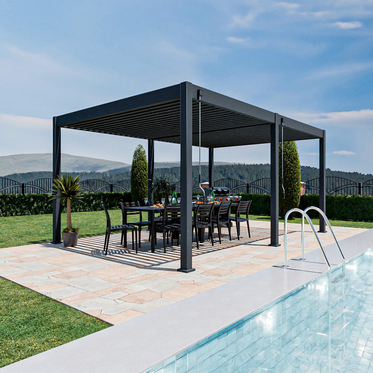Pergola Superior, Antracit, 3,6x5,3m - antracit, Basics, kovina (360/255/530cm) - Gardenson