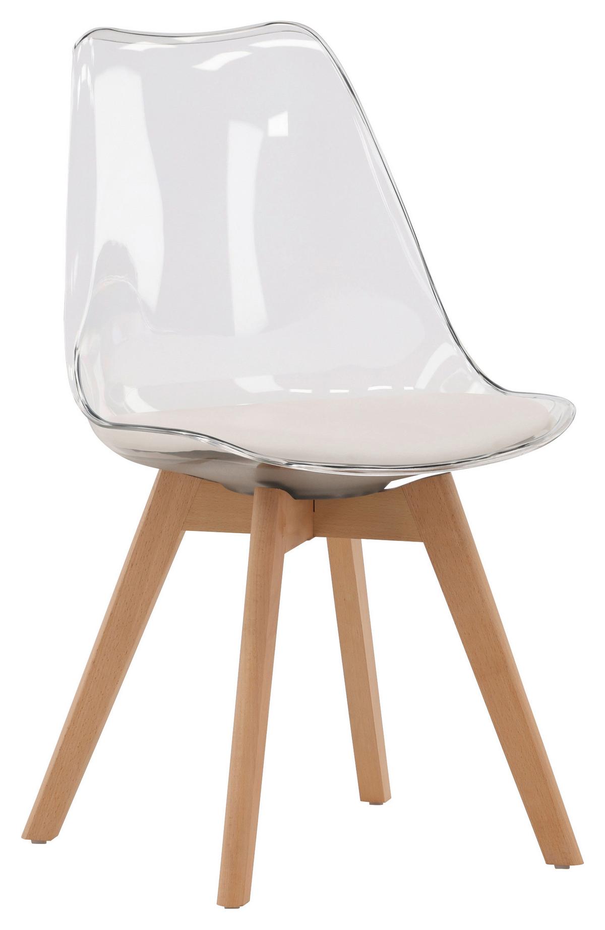 STUHL-SET EDVIN - Birkefarben/Weiß, Design, Holz/Textil (49/85/50cm) - Livetastic