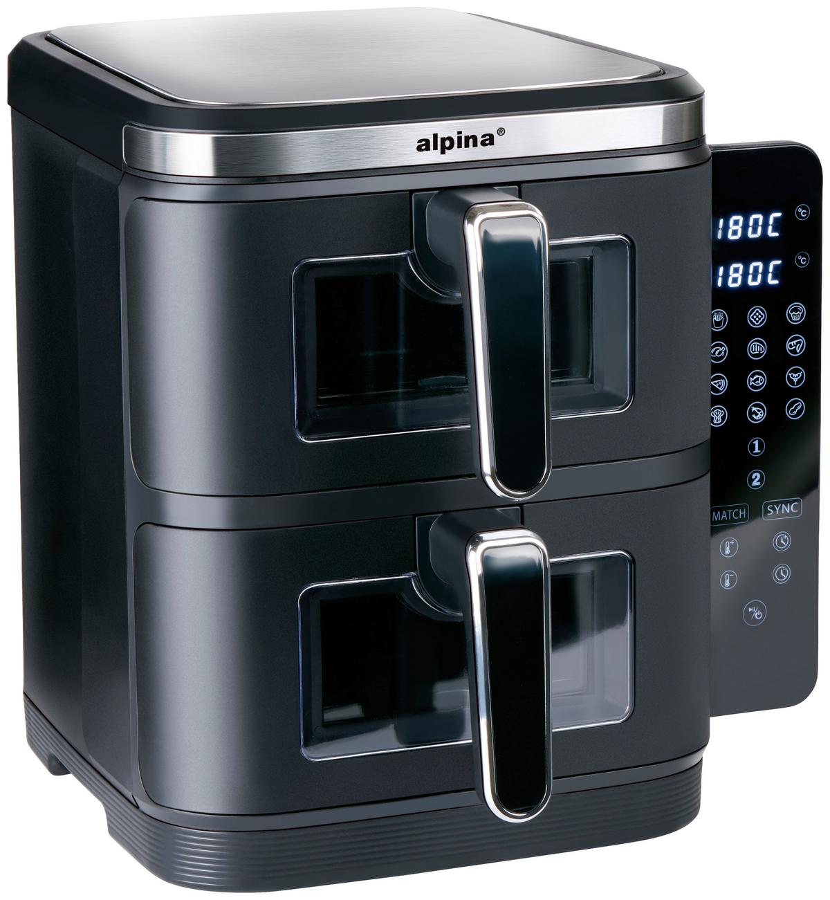 HEIßLUFTFRITTEUSE AIR FRYER DOUBLE STACK 2X 5.5L - Schwarz, Basics, Kunststoff/Metall (35/29/38cm)