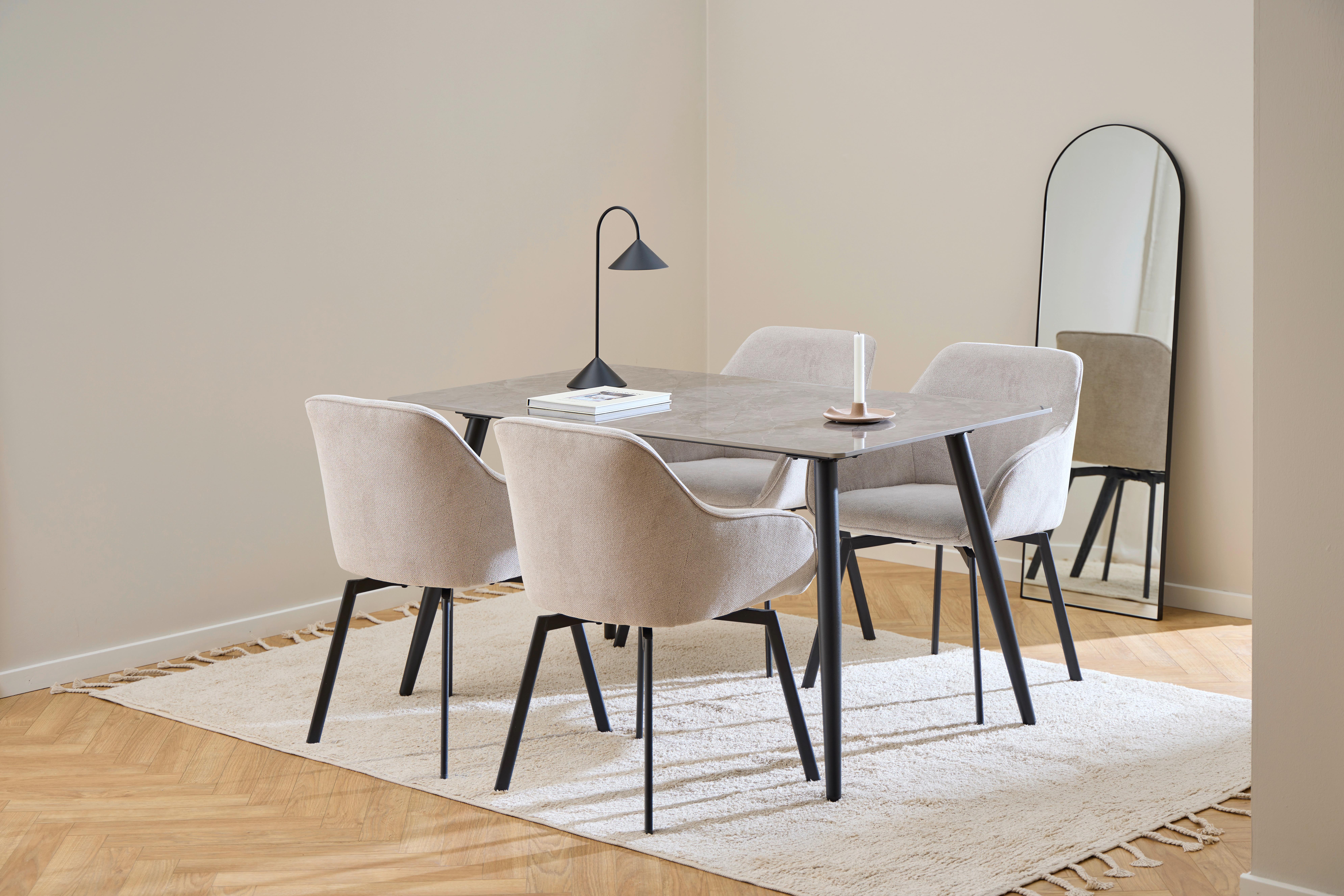 KRZESŁO CLARA - beżowy/czarny, Design, metal/tkanina (58,5/83,5/55,5cm) - MID.YOU