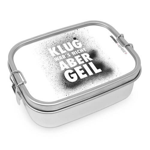 Lunchbox Klug wars nicht aus Edelstahl - Schwarz/Weiß, MODERN, Metall (14/16,5/5,8cm)