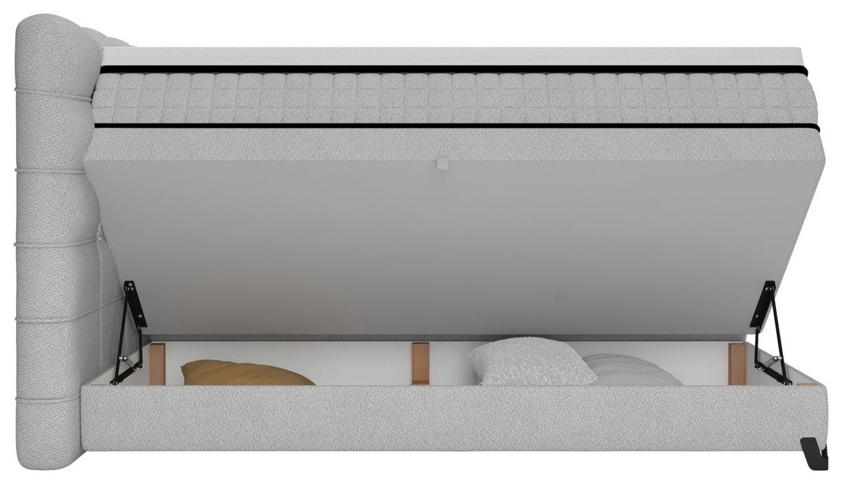 Boxspringbett Carmen C Hellgrau ca. 180x200cm - Hellgrau, Konventionell, Holz/Holzwerkstoff (180/200cm) - Premium Living
