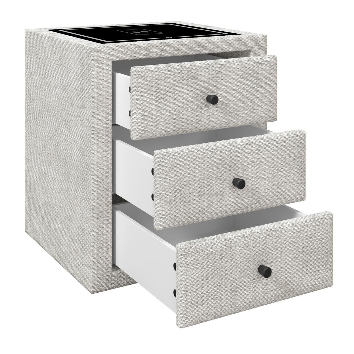Noćni Stočić Brisbane Ii - crna/krem, Trendi, staklo/tekstil (49,5/56,5/46cm) - Premium Living