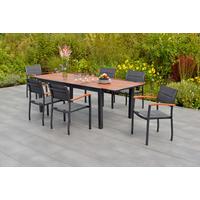 Gartentisch Paxos Graphit/ Naturfarben - Graphitfarben/Naturfarben, MODERN, Holz/Metall (180-240/100/75cm) - Gardenson