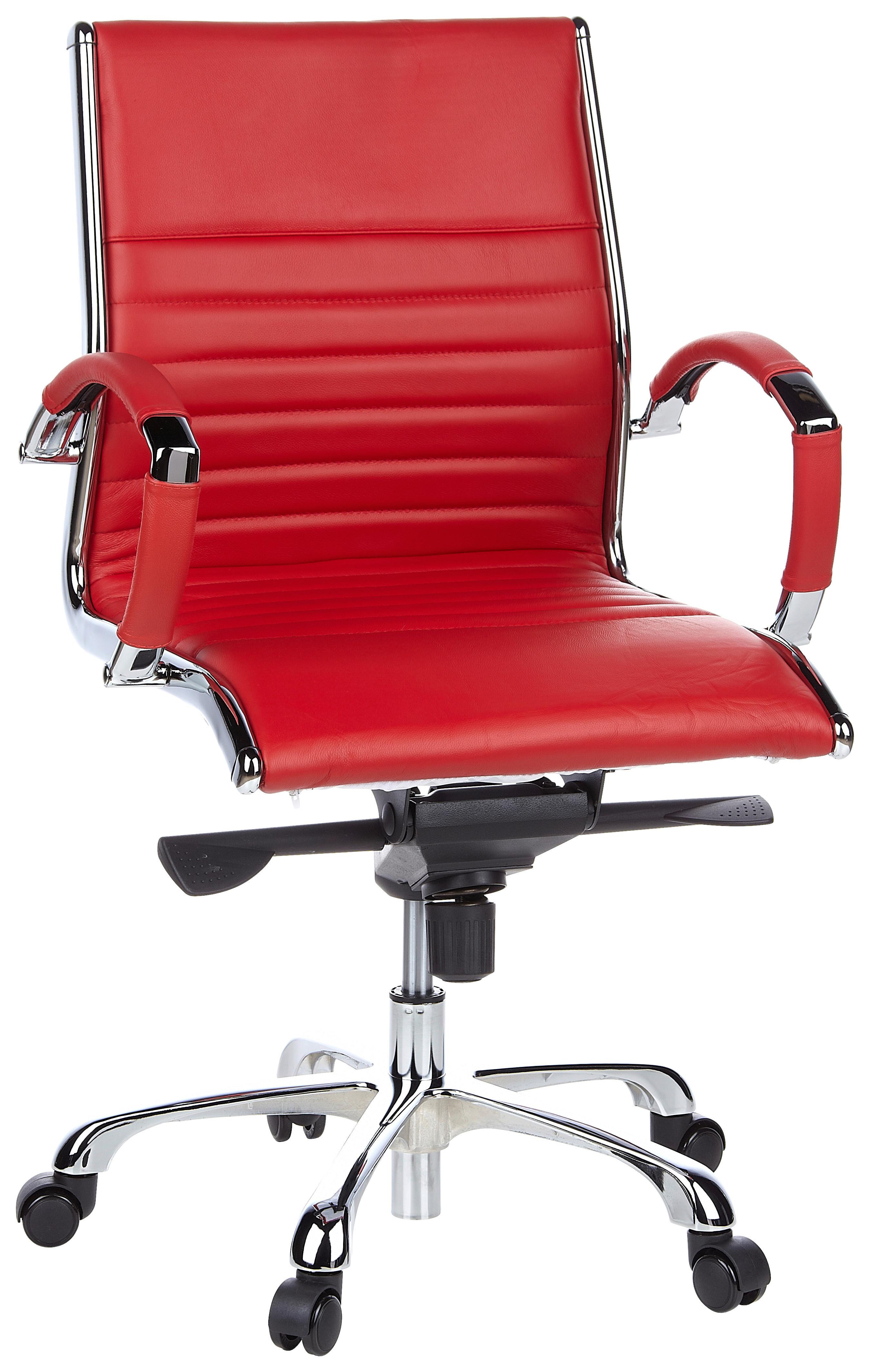 Drehstuhl Parma 10 Rot/Chromfarben - Chromfarben/Rot, MODERN, Leder/Kunststoff (60/111/50cm) - MID.YOU