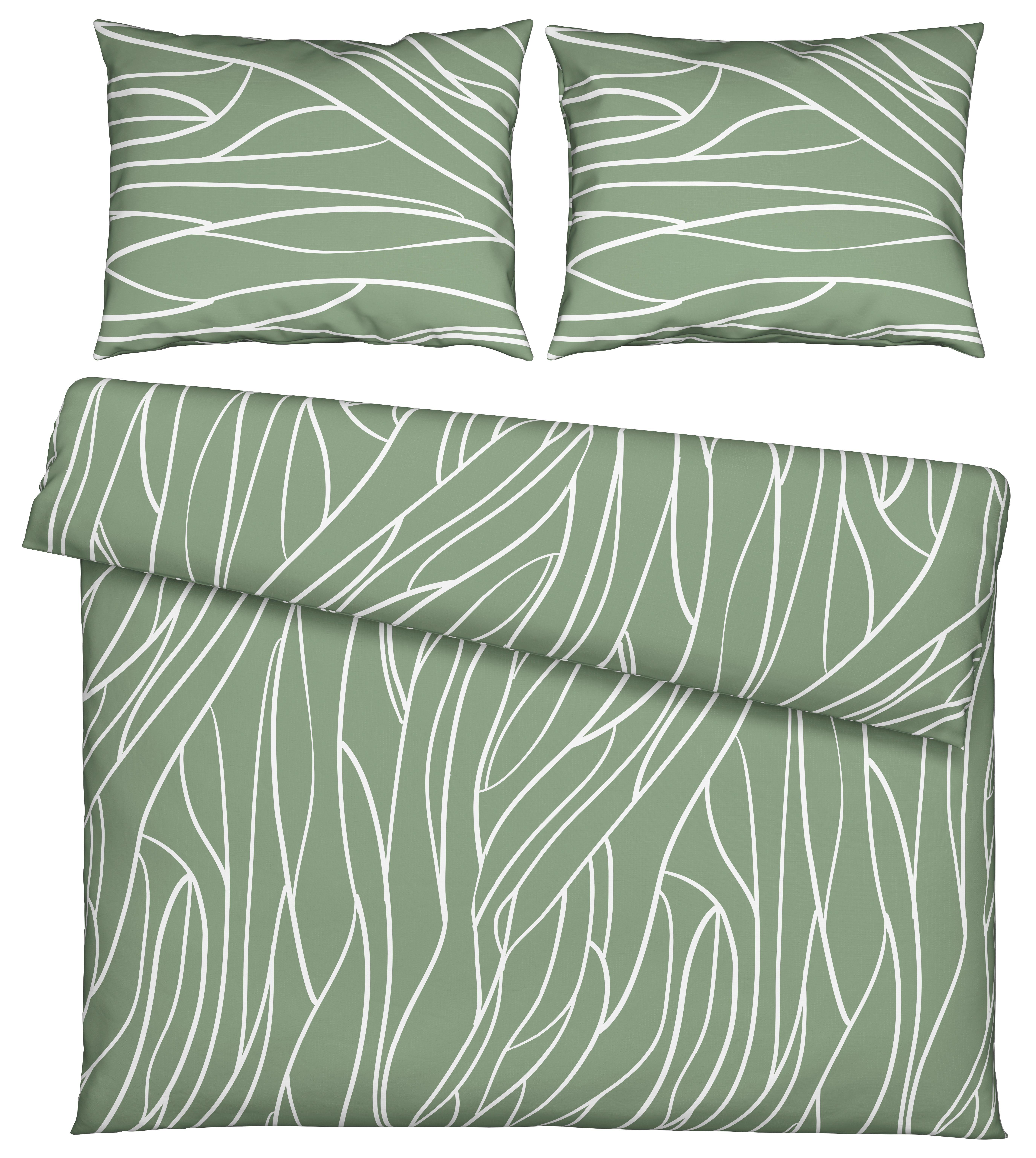 Bettwäsche Juliane XXL Grün ca. 200x220cm - Grün, KONVENTIONELL, Textil (200/220cm) - Mömax