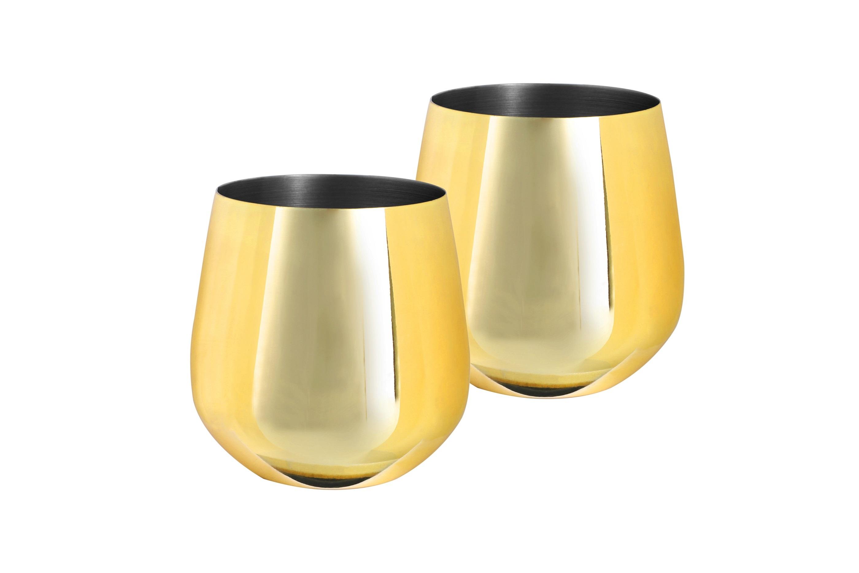 Gläserset Guilio ca. 500ml, 2-teilig - Goldfarben, MODERN, Metall - Echtwerk