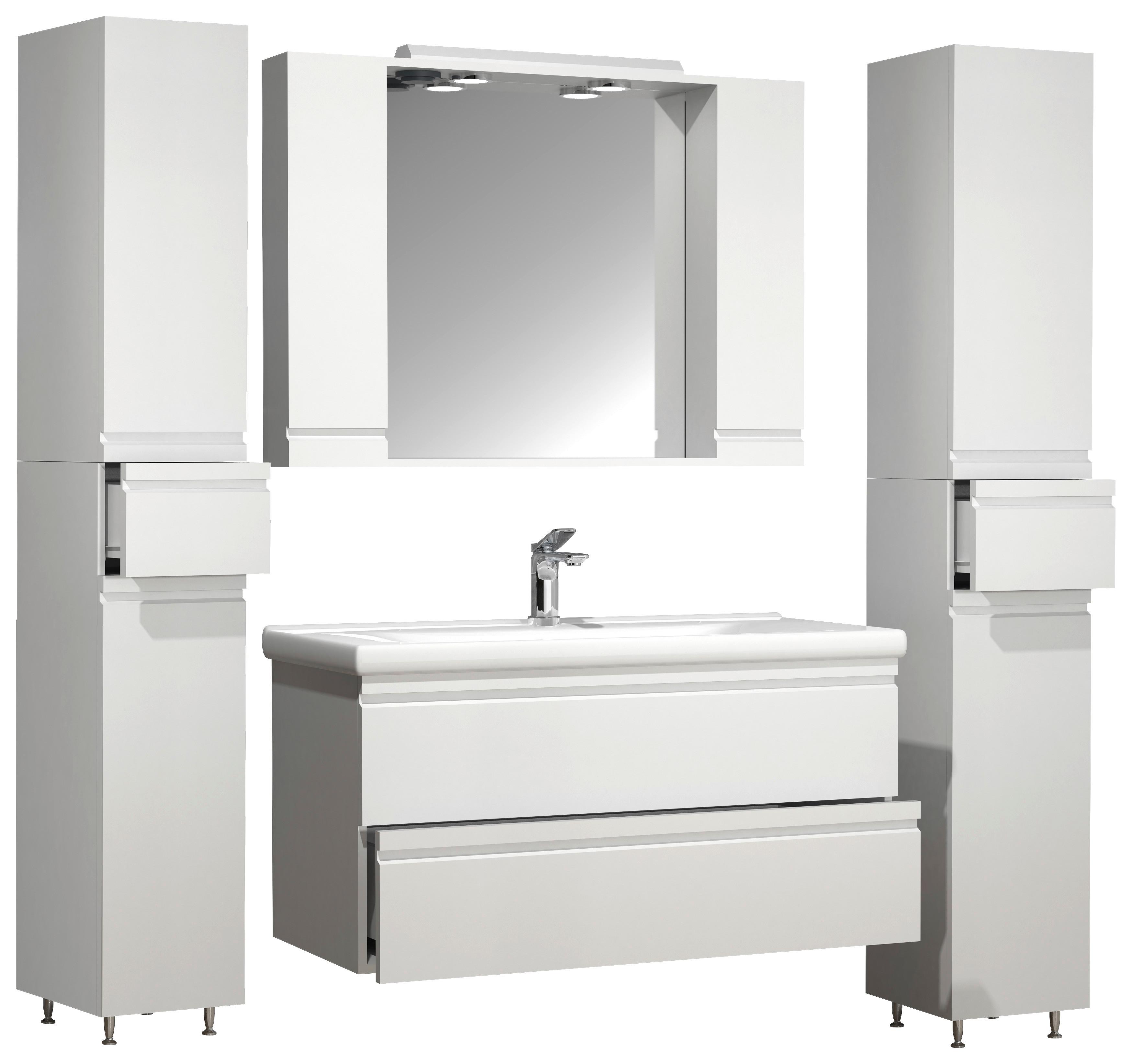 BADEZIMMER SILORA XL - Weiss, Modern, Glas/Keramik (160cm) - MID.YOU