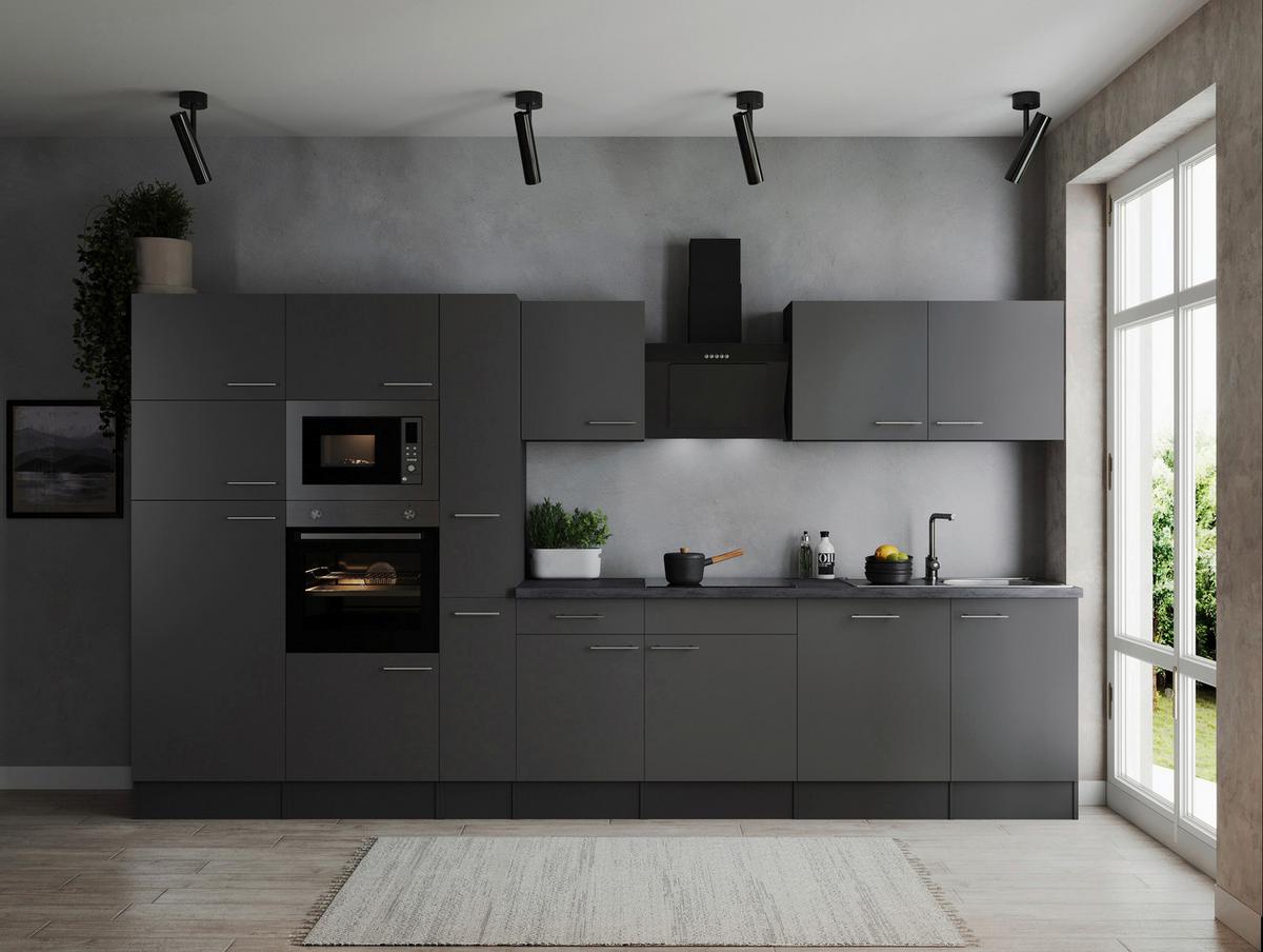 Kuhinjski Blok Z Aparati Oliver, 370cm - srebrne barve/siva, Design, kovina/leseni material (370cm) - Respekta