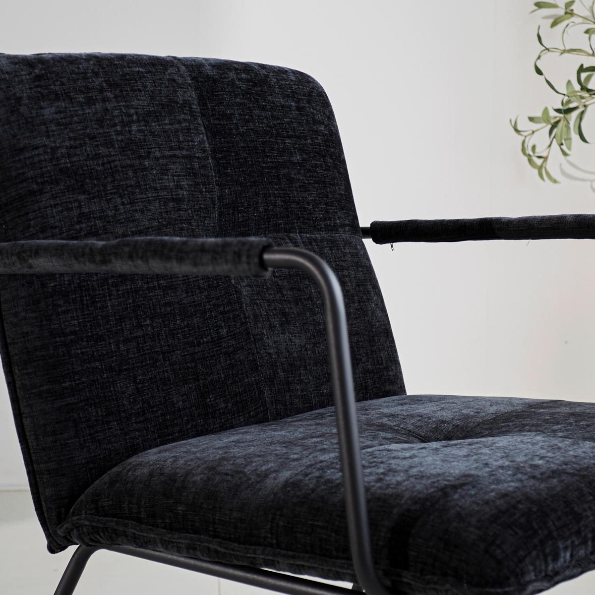 Naslanjač Bilbao, Črna - črna, Moderno, kovina/tekstil (65/80/68cm) - MID.YOU