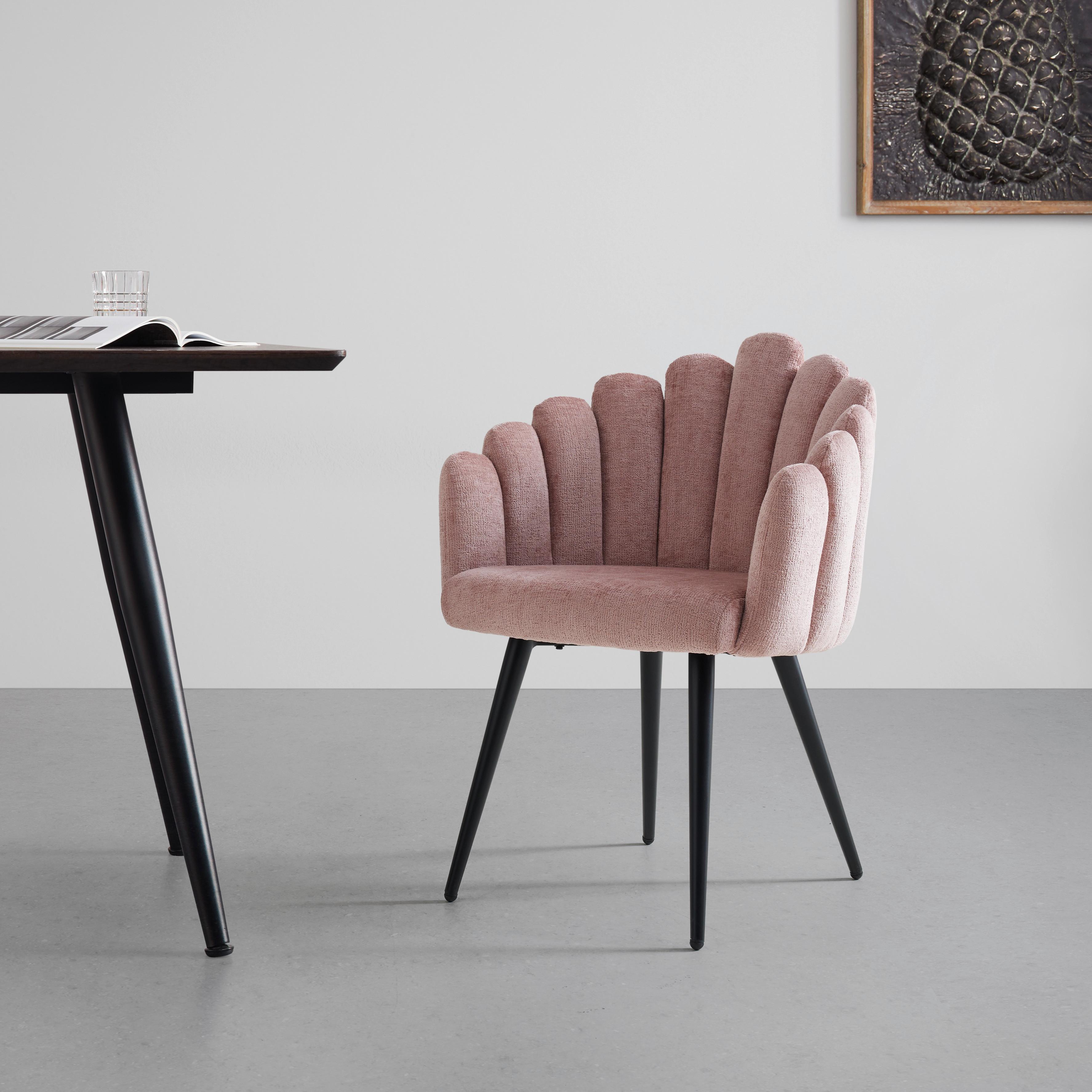Szék, Rózsaszín Sibyl - fekete/rózsaszín, Romantik / Landhaus, textil/fém (63/84/58cm) - Premium Living