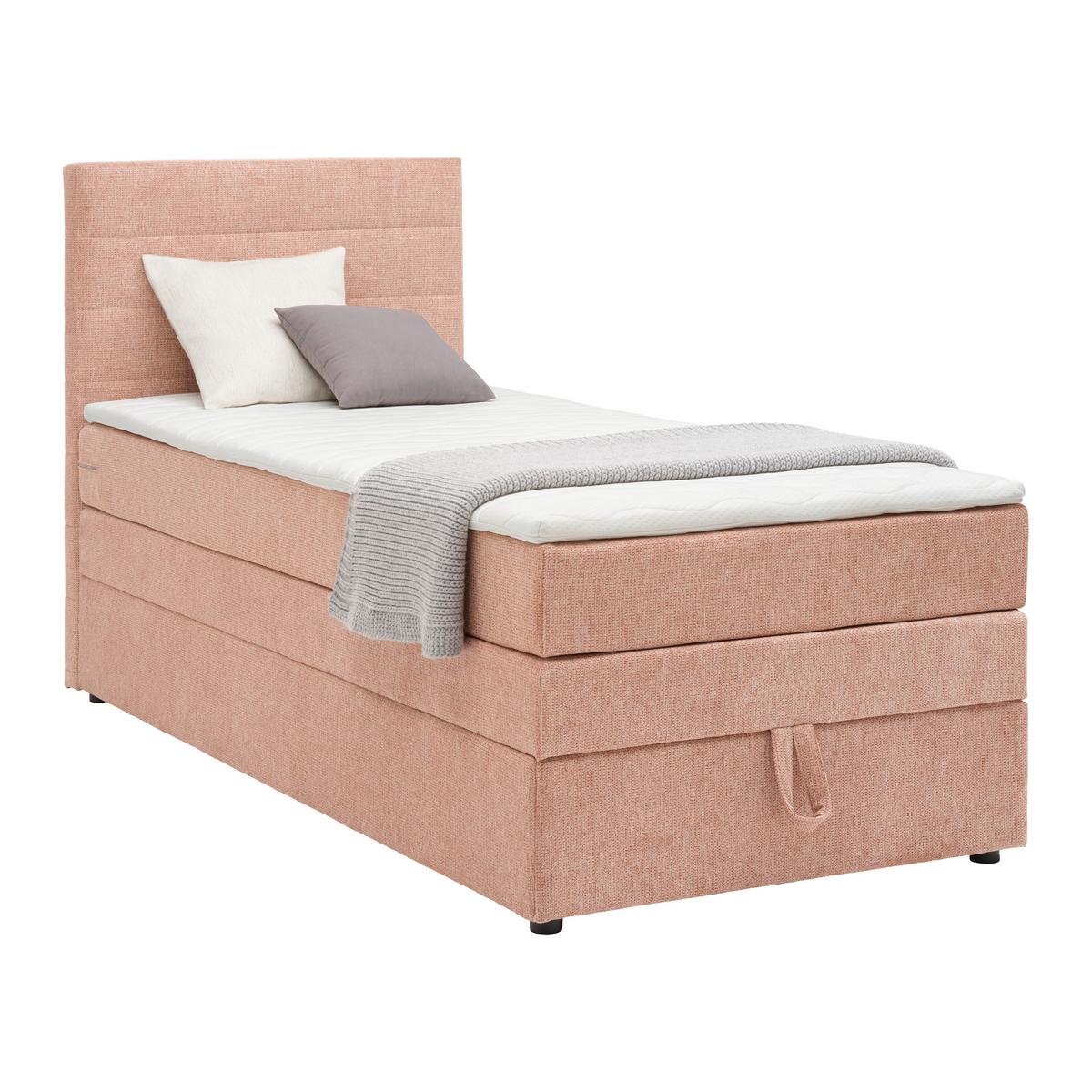 Boxspringbett Palma in Rosa ca. 90x200cm mit Topper - Schwarz/Rosa, Holz/Kunststoff (90/200cm) - Mömax