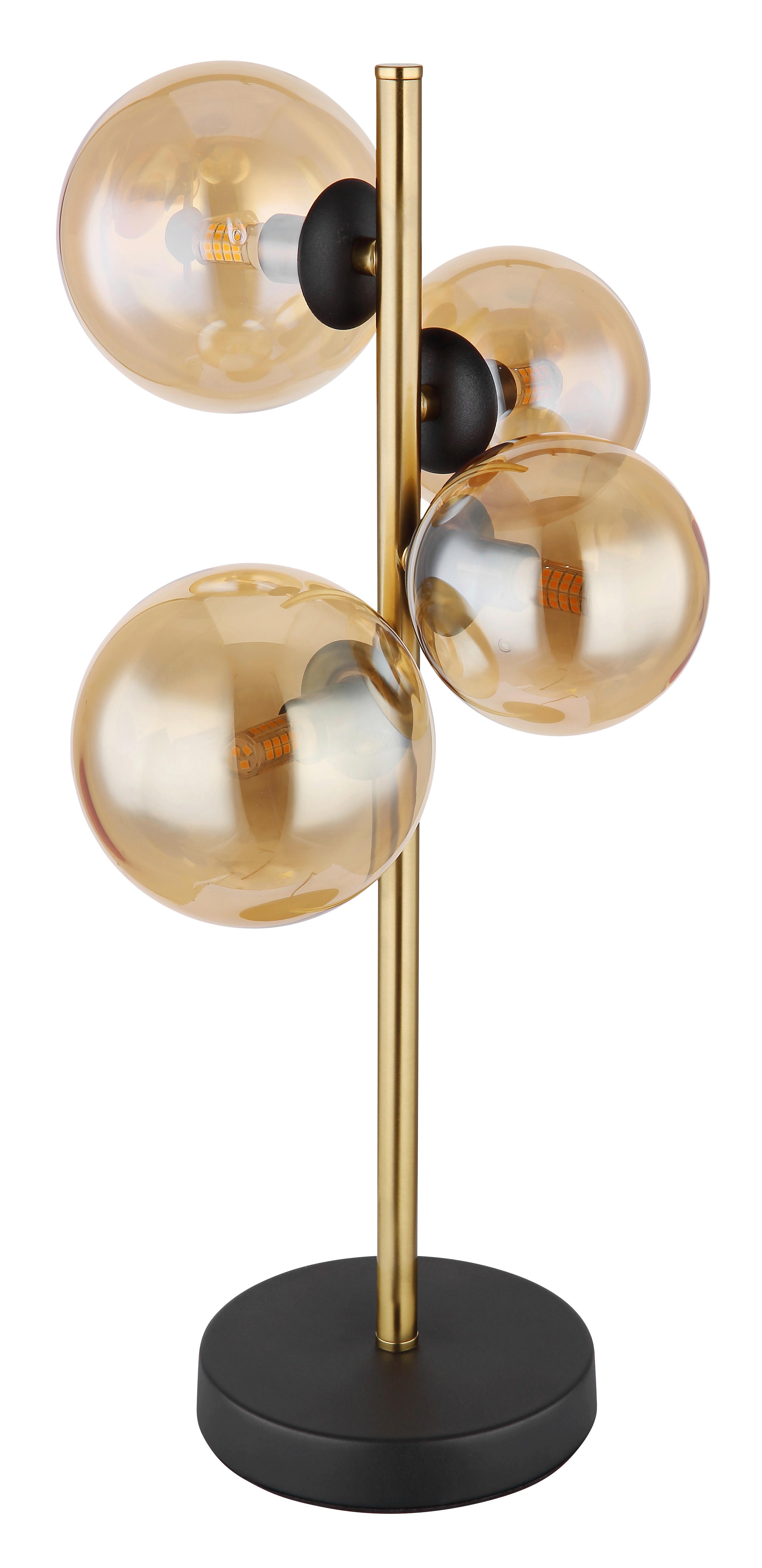 Namizna Led-svetilka Riha, S Sijalko - črna/barve medenine, Design, kovina/steklo (23,7/19,3/48cm) - Globo