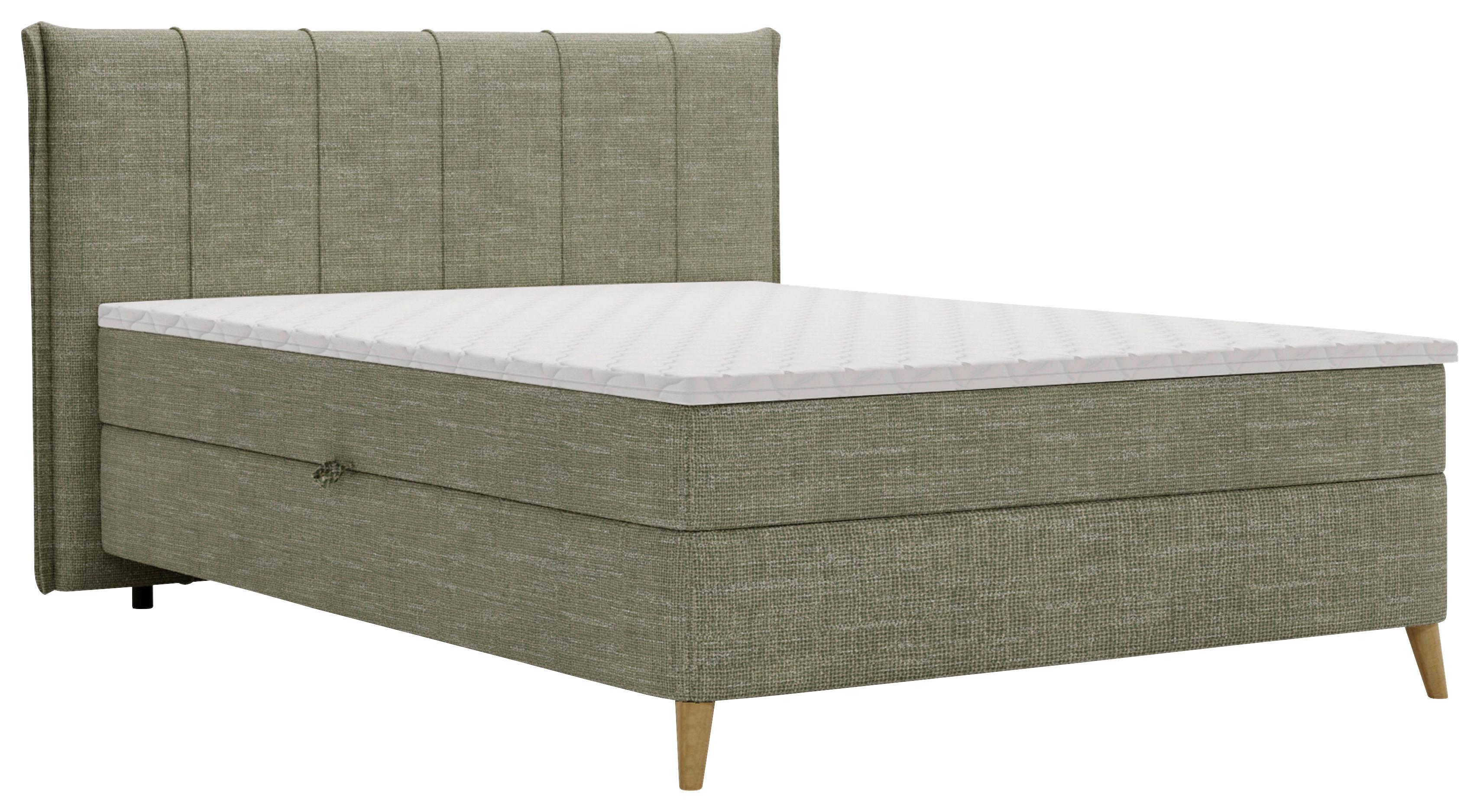 Boxbett Veloria Grün ca. 140x2000cm - Schwarz/Grün, KONVENTIONELL, Textil/Metall (140/200cm) - Based