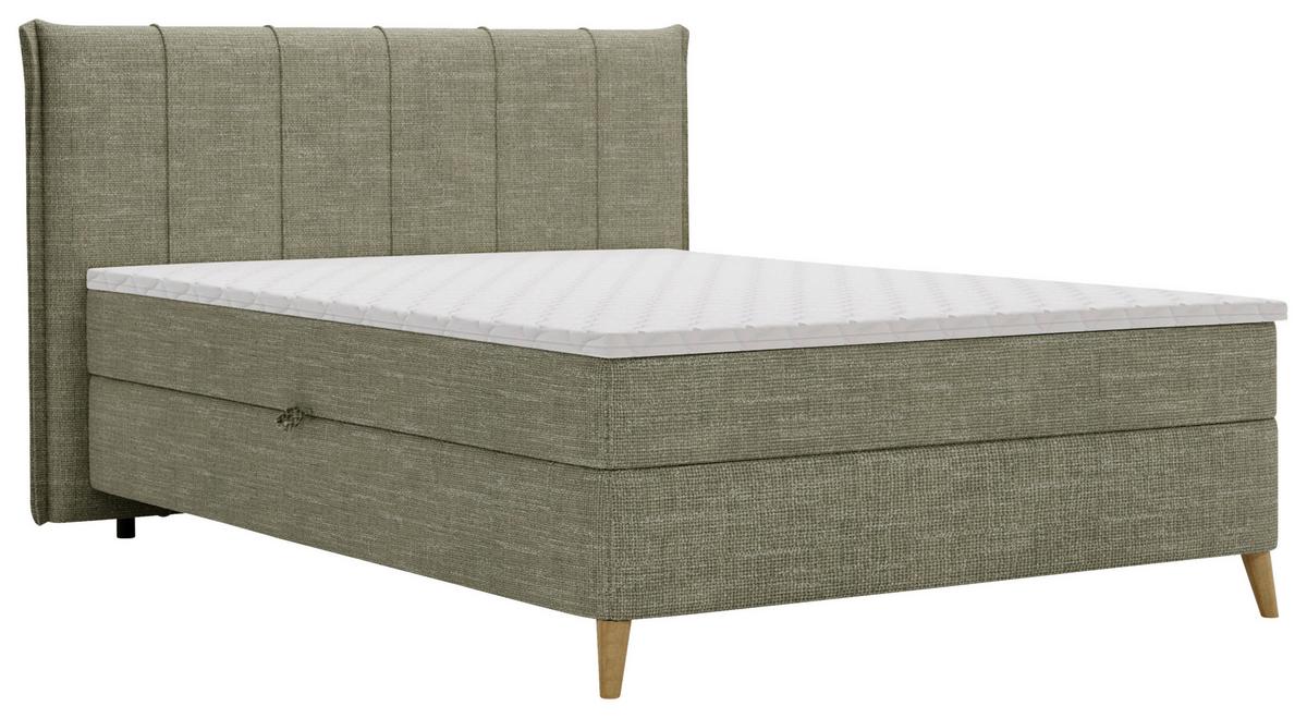 Boxbett Veloria Grün ca. 140x2000cm - Schwarz/Grün, KONVENTIONELL, Textil/Metall (140/200cm) - Based