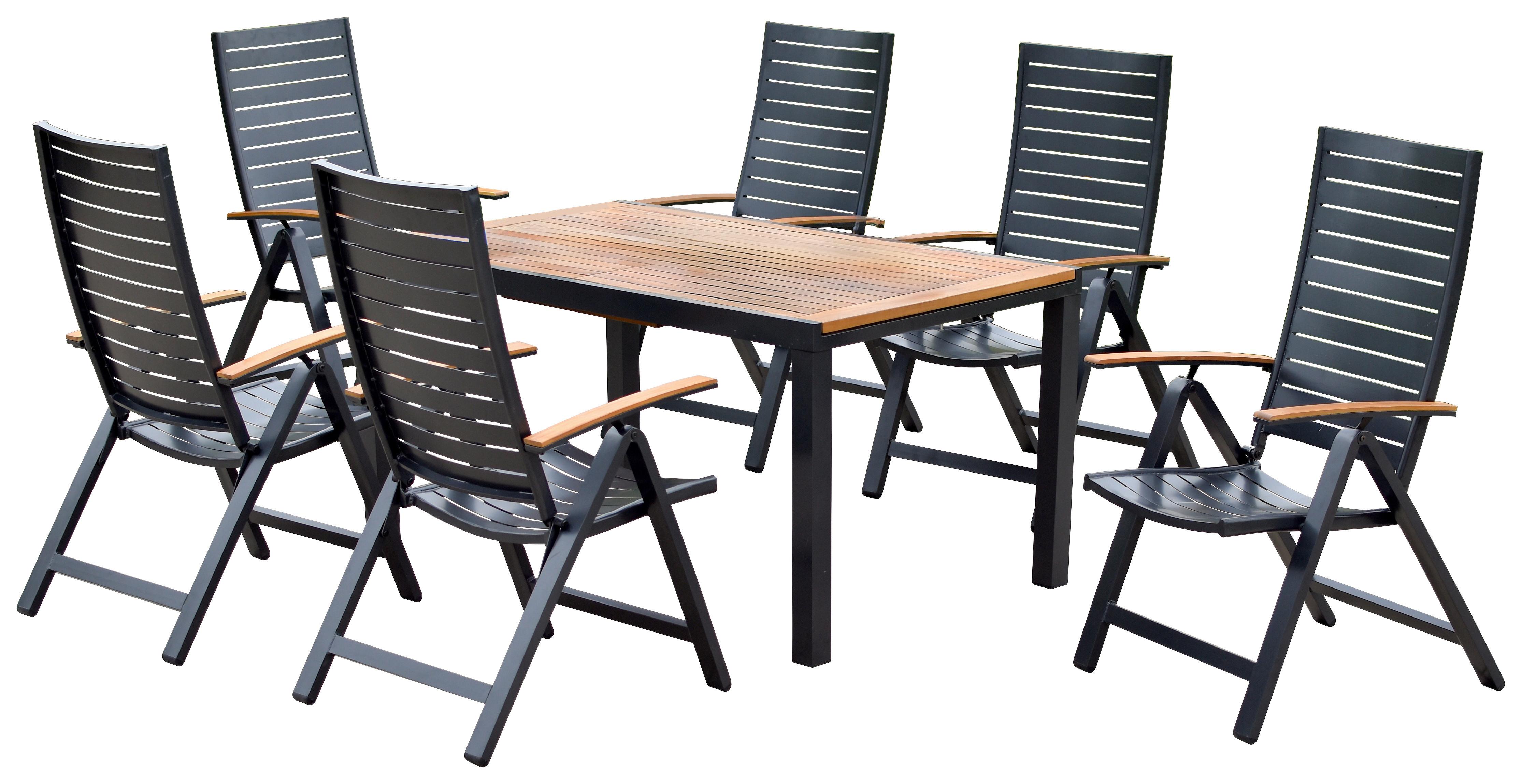 Gartenset Astros Graphitfarben Echtholz - Graphitfarben/Naturfarben, MODERN, Holz/Metall - Gardenson