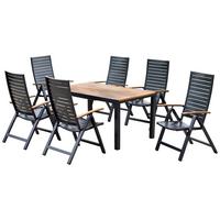 Gartenset Astros Graphitfarben Echtholz - Graphitfarben/Naturfarben, MODERN, Holz/Metall - Gardenson