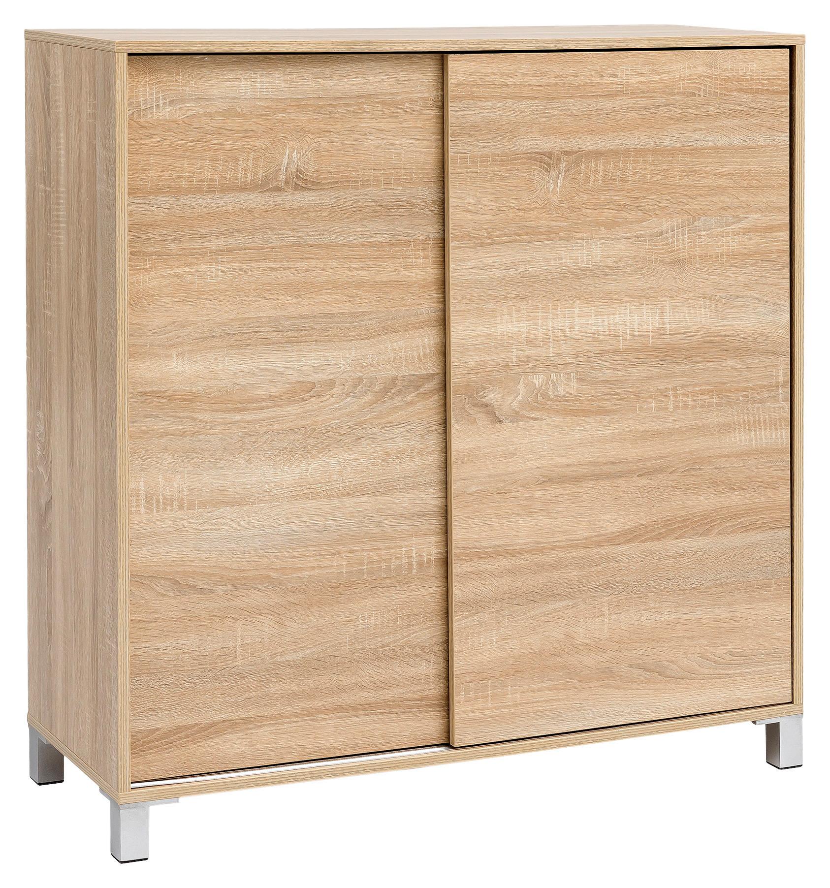 Schuhschrank "WL5.713", braun - Silberfarben/Sonoma Eiche, KONVENTIONELL, Holzwerkstoff/Kunststoff (100/108/37,5cm) - MID.YOU