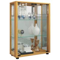 Vitrina Sintalo, Bukev - črna/barve bukve, Moderno, umetna masa/steklo (60/80/25cm) - MID.YOU