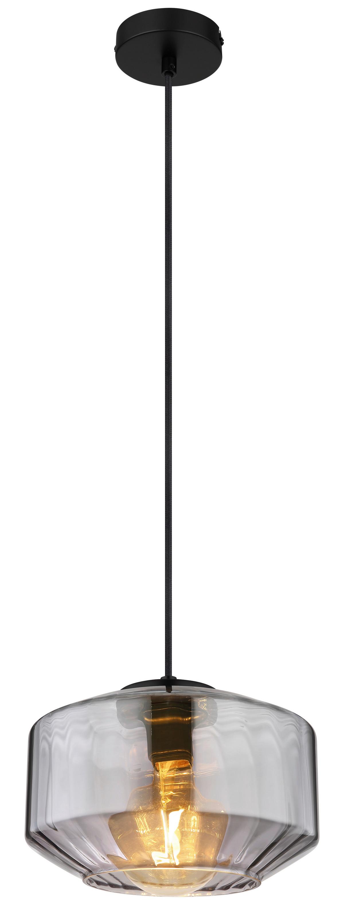 Hängeleuchte Christiana max. 40 Watt - Schwarz, Design, Glas/Metall (24/120cm) - Globo