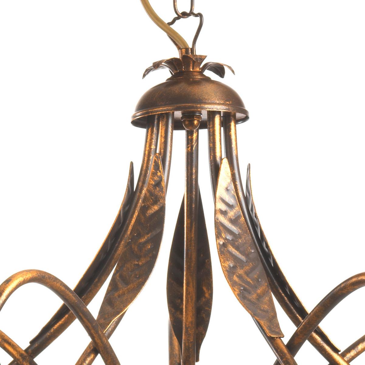 Kronleuchter Doppio Giro Bronzefarben max. 6 Watt - Bronzefarben, KONVENTIONELL, Glas/Metall (75/82cm)