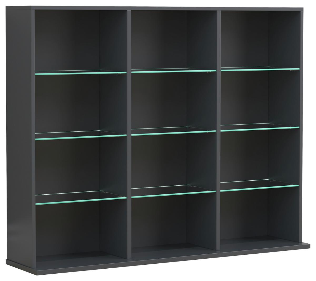 Regal Zilas L, Antracit - antracit, Design, steklo/leseni material (102/82/23cm) - MID.YOU