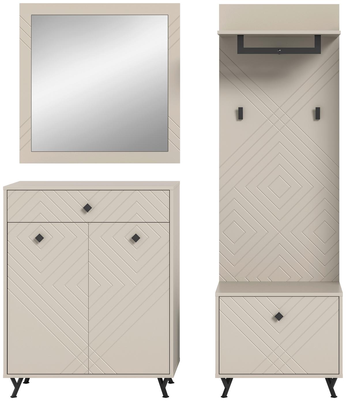 Garderobe Notes 4-teilig ca.195x190x35cm Sandbeige - Design, Holzwerkstoff (195/190/35cm) - MID.YOU