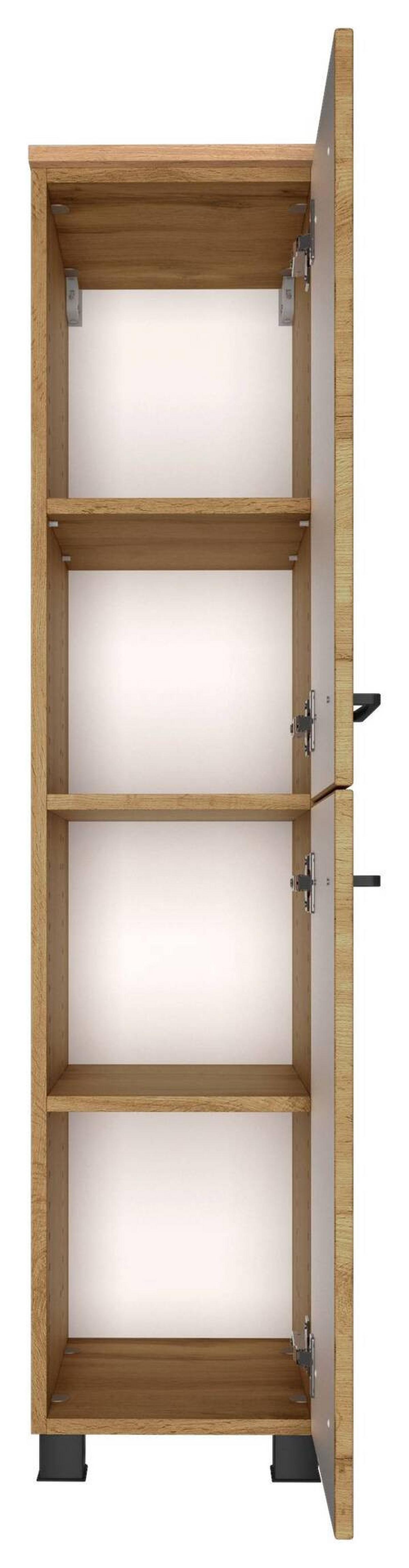 MIDISCHRANK MANCHESTER - Eichefarben/Schwarz, MODERN, Holzwerkstoff/Metall (30/130/35cm) - Held