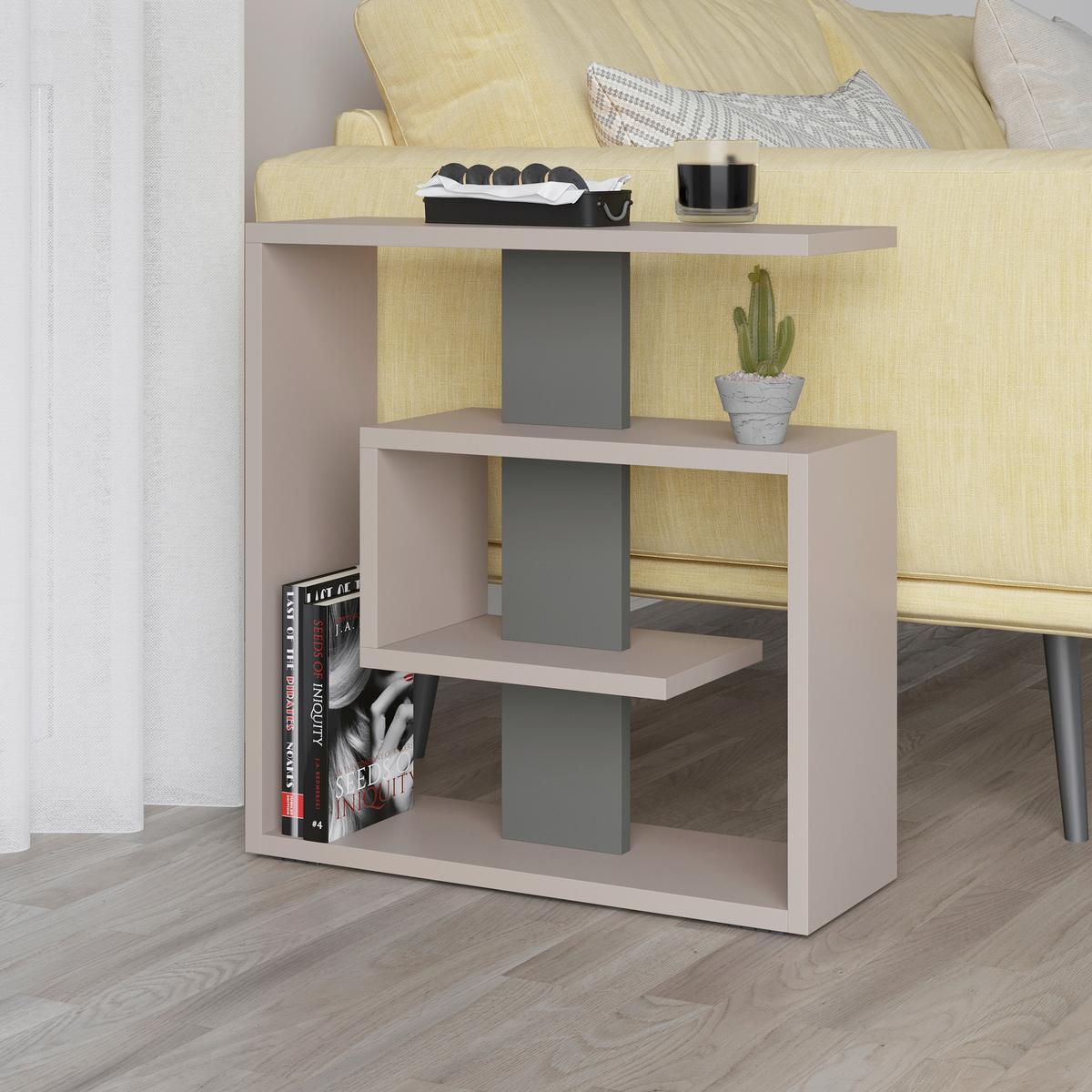 Beistelltisch Saly ca. 55x20x57 cm Mokka/Anthr. - Anthrazit/Mokka, Design, Holzwerkstoff (55/20/57cm) - Livetastic