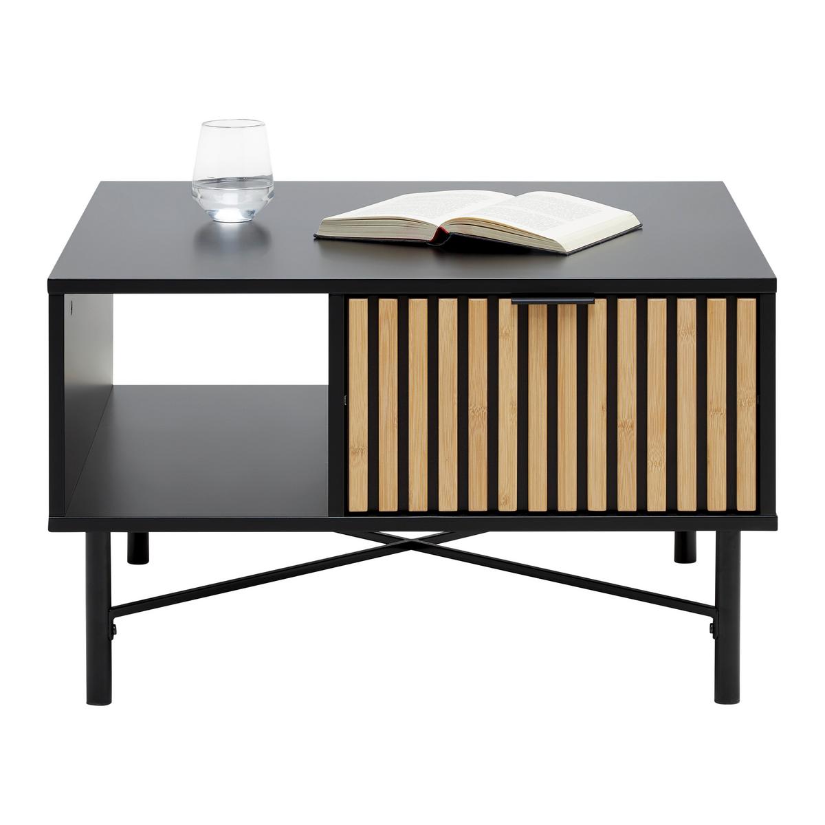 Couchtisch Madrid Naturfarben/Schwarz - Schwarz/Naturfarben, MODERN, Holz/Metall (70/70/43cm) - Mömax